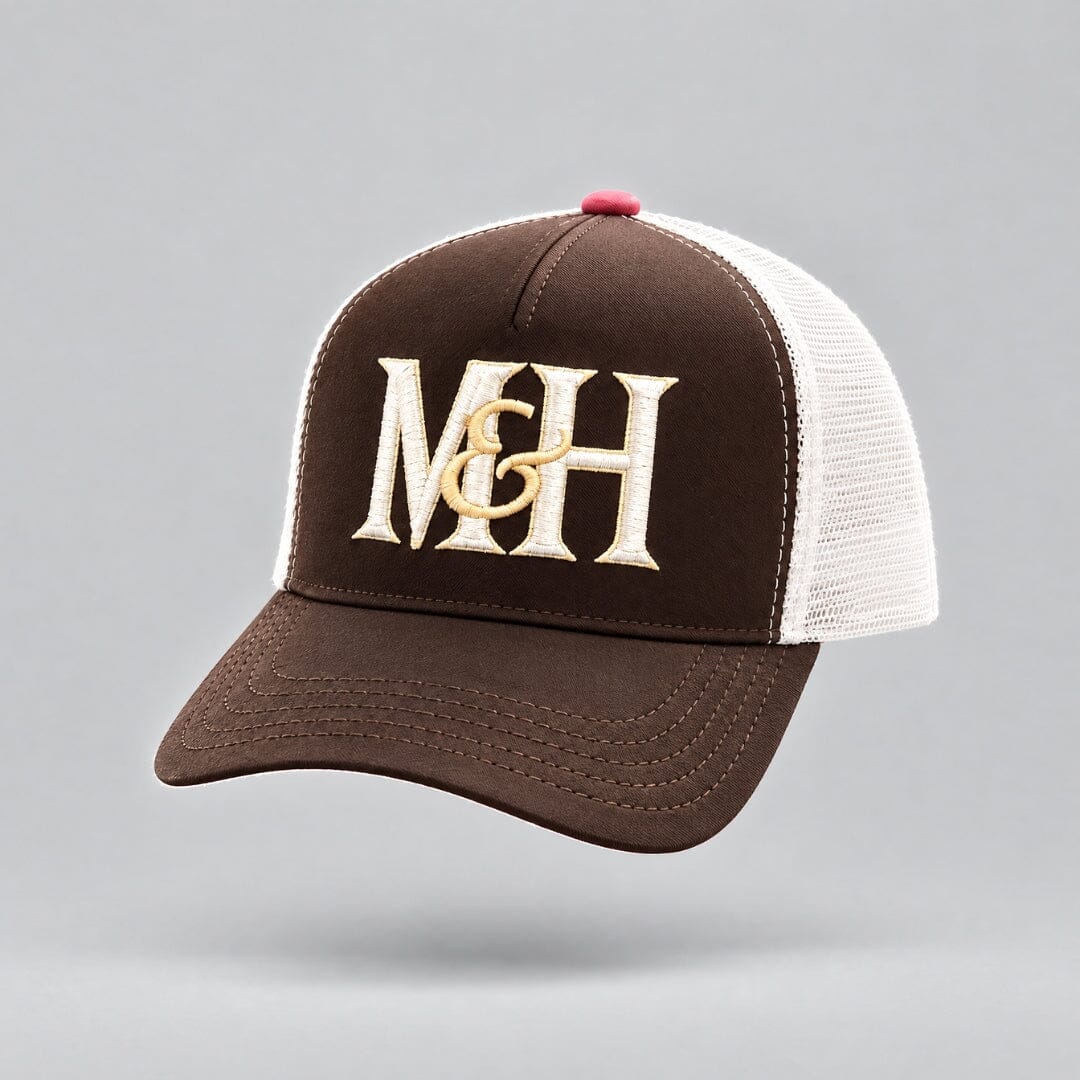Brown and Pink Tri Colour Trucker Cap Millichamp and Hall
