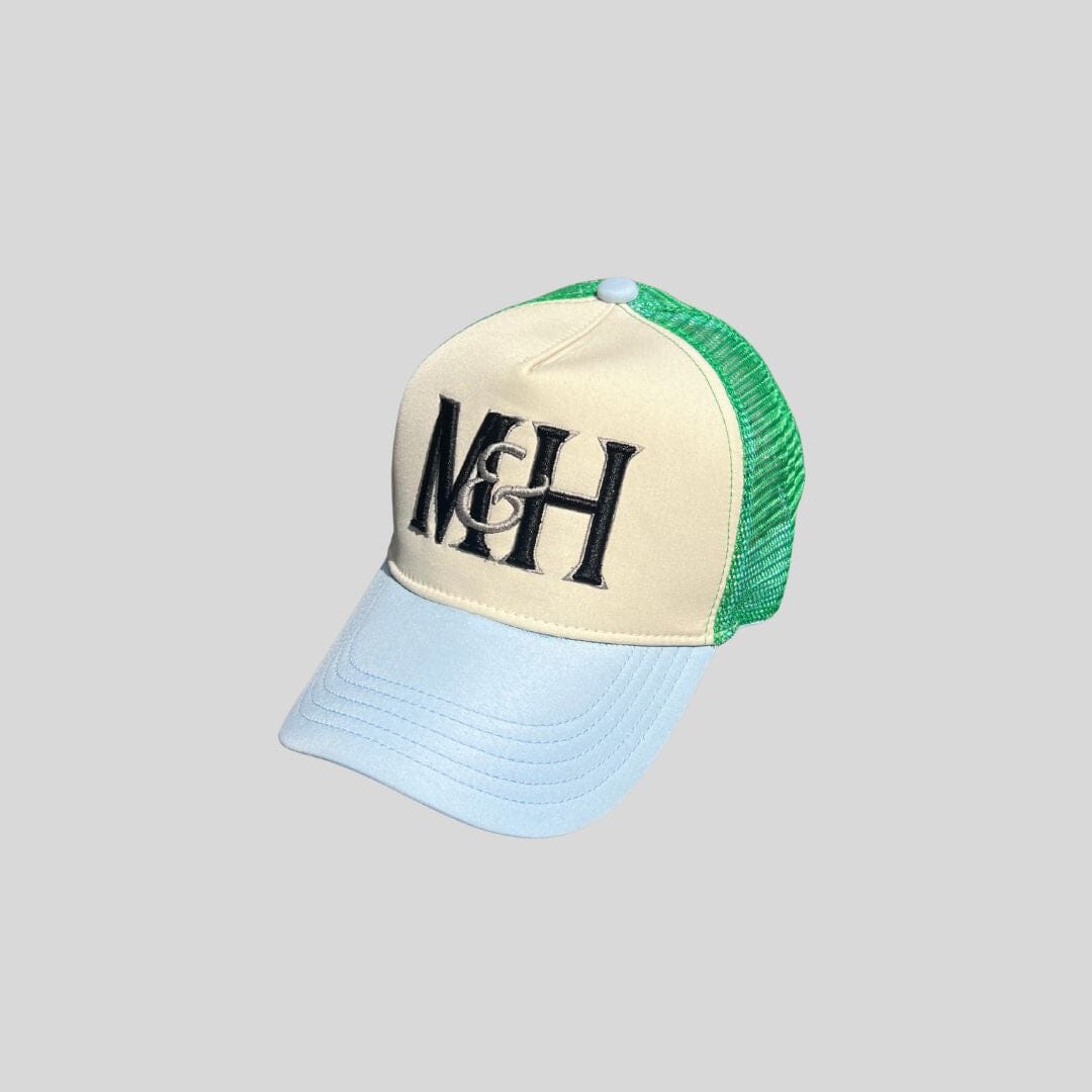 Baby Blue and Green Tri Trucker Cap Millichamp and Hall
