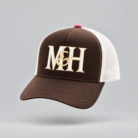 Brown and Pink Tri Colour Trucker Cap Millichamp and Hall
