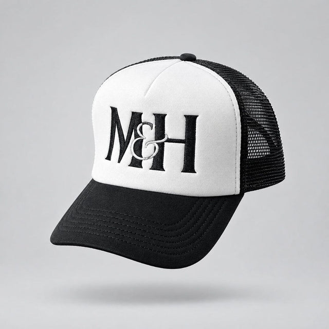 Black & White Fronted Trucker Cap Accessories Millichamp and Hall